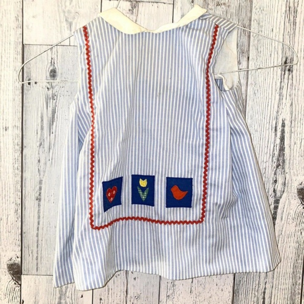 Sylvia Whyte Vintage 12M 18M blue check Sleeves Party Girls Dress 70s 80s